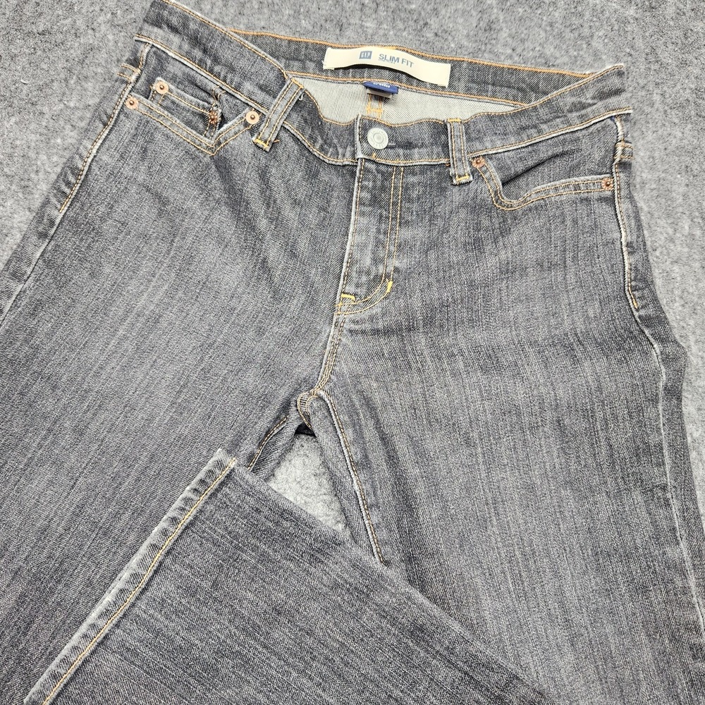 GAP Womens Y2K Vintage Slim Fit Stretch Black Stonewash Jeans Straight Leg 4